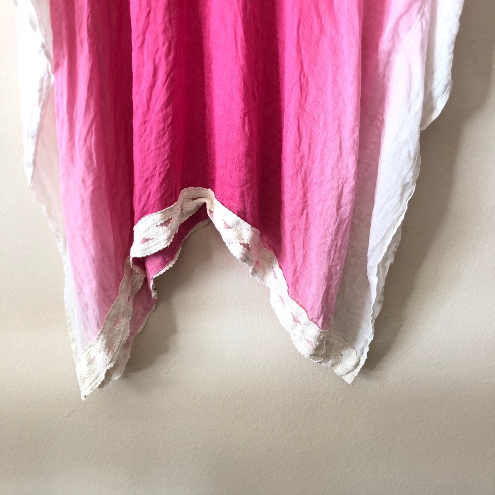 Soft Surroundings Tunic Poncho Pink Ombre Linen - Picture 3 of 10